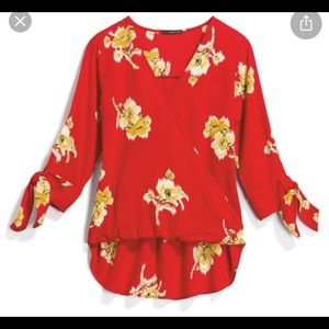 EUC West Kei Allan Tie Sleeve High Low Blouse